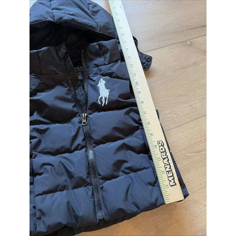 Polo Ralph Lauren 3/3T Toddler Unisex Black Duck Down Puffer Vest Big Pony Hood